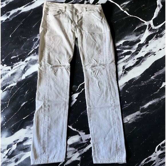Citizens of Humanity Avedon Low Rise Busted Knee Skinny Jeans in Off-White - Picture 3 of 9